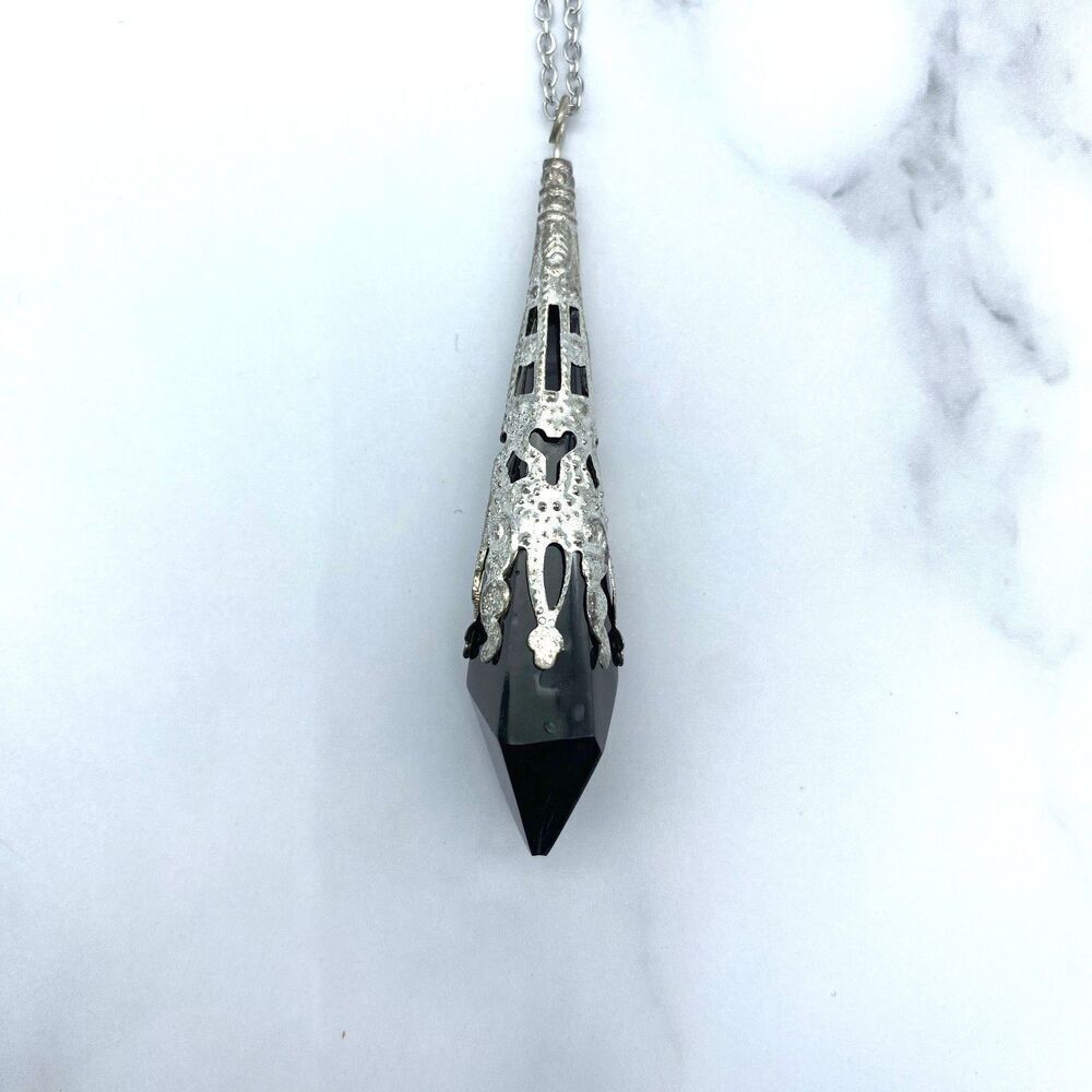 Black Resin Pendulum Necklace - Picture 6 of 10